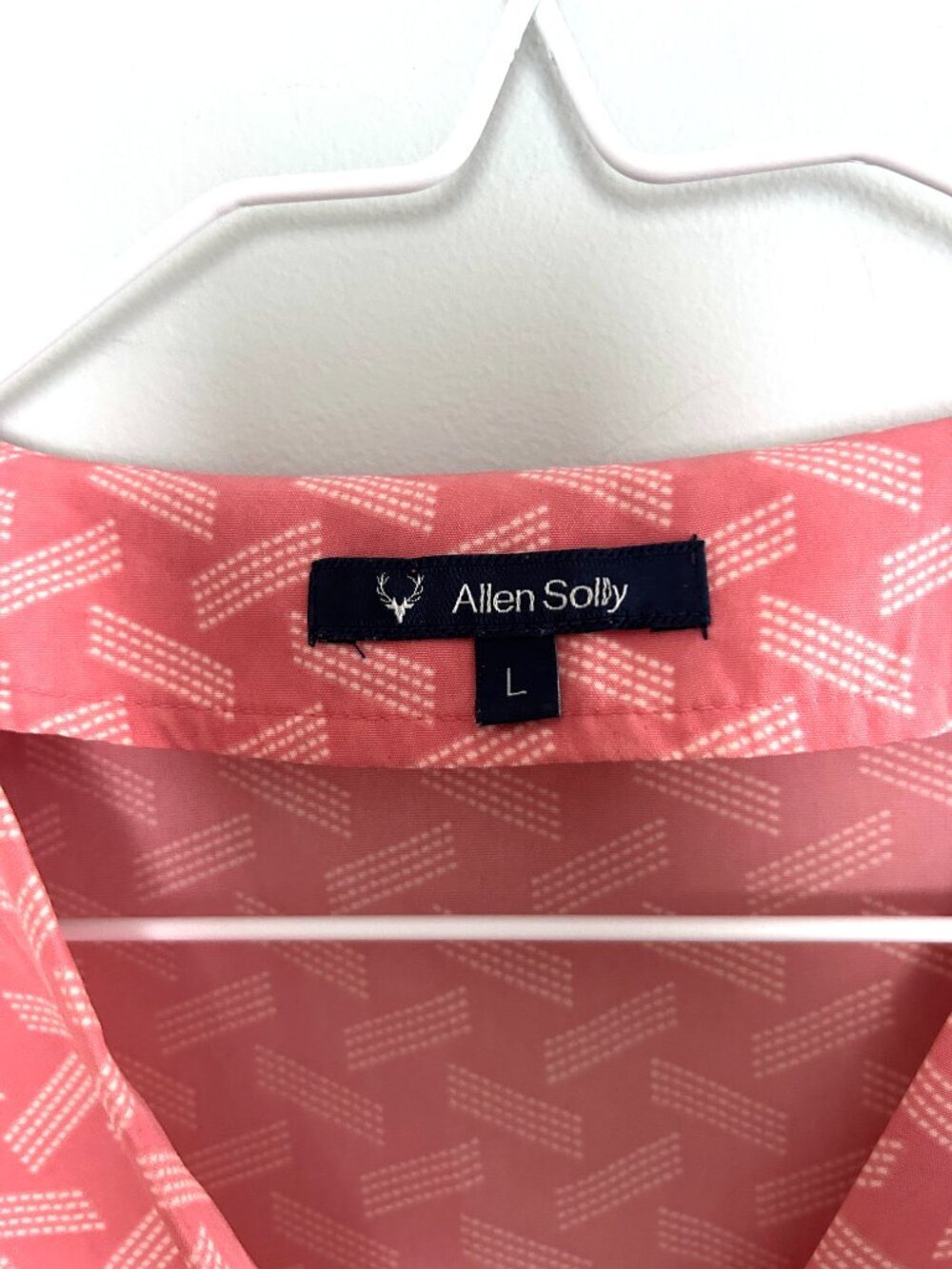 Allen Solly Pink Geometric Print Split Neck Blouse Short Sleeve Top Size L - Picture 5 of 10